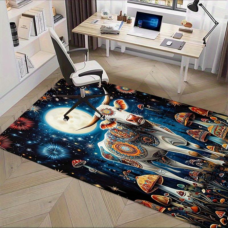 1pc Cosmic Cow,Psychedelic Mushrooms,Celestial Night Office Carpet Soft Polyester Entrance Carpet Wa