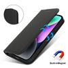 Stand Case for iPhone 14/13 Litchi Texture Leather Flip Phone Cover with Strap/Wallet