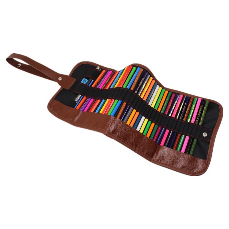 Canvas Roll-Up Pencil Case: 36/48/72 Slots, Large Capacity for Boys and Girls - Perfect for Colored and Sketch Pencils.