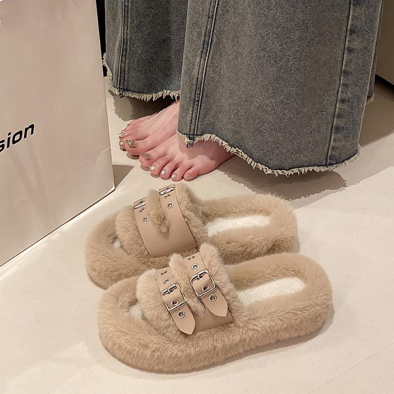 Mode Neue Winter Damen Schneestiefel mit runder Zehenpartie Einfarbig 2024 Heißer Verkauf Dicksohlige Warme Plüsch Mittelhohe Absätze Lässige Damen Hausschuhe