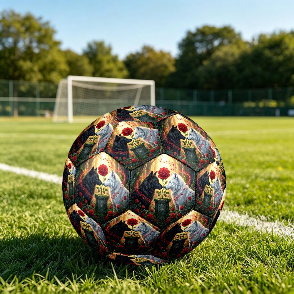 1pc Wolf Rose Fantasy Durable Size 5 Soccer Ball Professional Match Training Football Indoor &Outdoor Sports Ball p60181