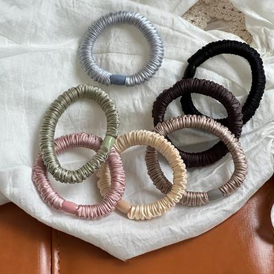 1Pc New Silk Hair Bands Korean High Quality Hairbands Women Girls Sweet Pure Color Elastic Rubber Bands Hair Ropes Accessories