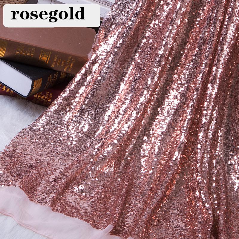 Width 130x50cm Sequin Fabric Sparkly Rose Gold Silver Glitter Fabric For Clothes Stage Party Wedding DIY Decoration