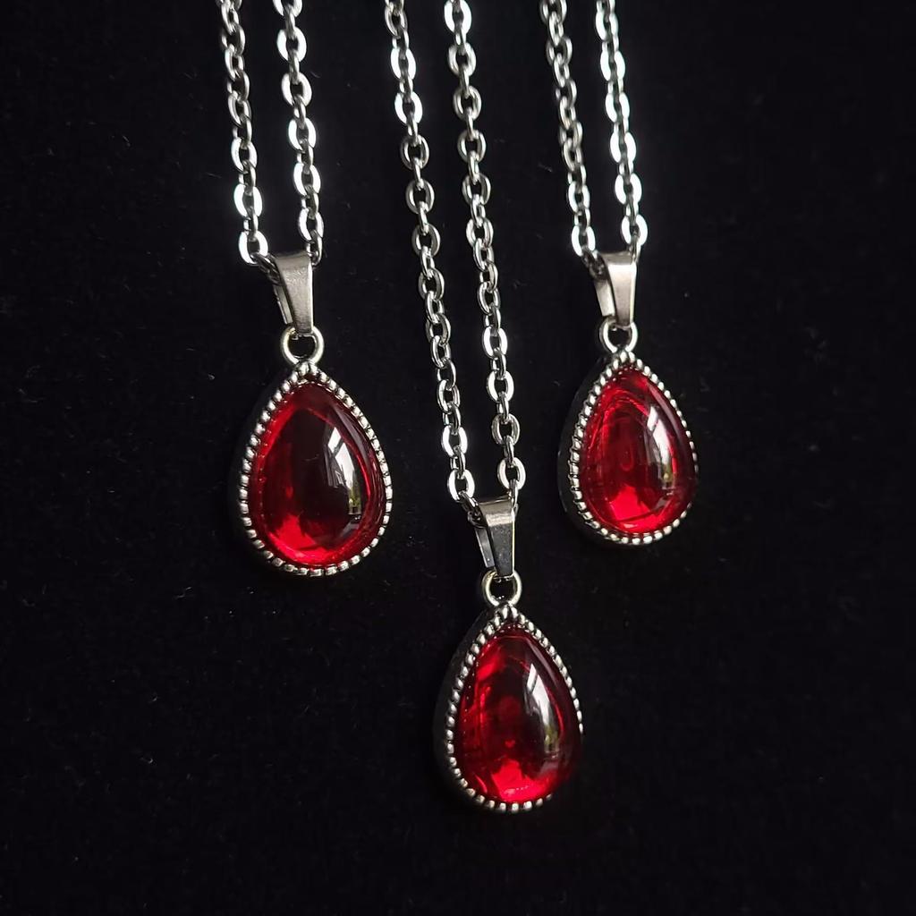 Vampire Blood Drop Necklace Gothic Jewelry With Stainless Steel Chain For Men And Women