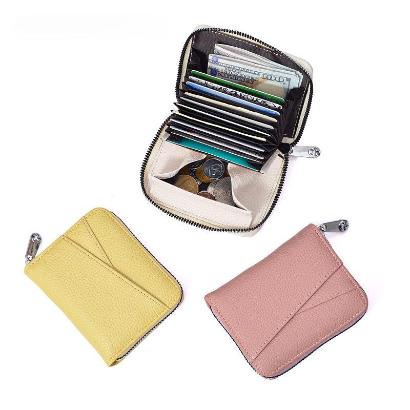 New Women's Zipper Purse Short Lychee Pattern Fashion Multi-Card Slot ID Card Holder Coin Zipper Purse for Women Portable Purse