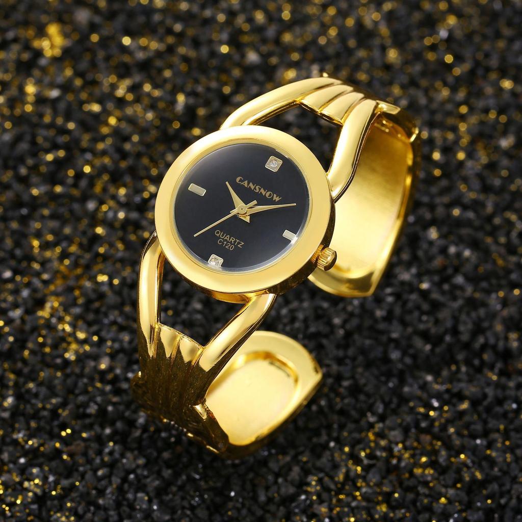 New Luxury Fashion Rhinestone Round Dial Ladies Quartz Bracelet Watch Elegant Female Clock Women's Gold Bangle Wristwatch