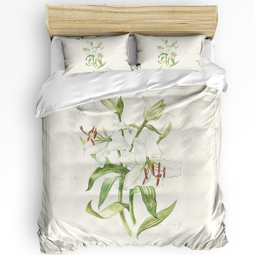 Flower Leaves Vintage 3pcs Bedding Set For Double Bed Home Textile Duvet Cover Quilt Cover Pillowcase