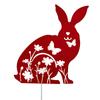 Wrought Iron Rabbit Garden Stake Decorative Sign Ornament Art Crafts for Courtyard Yard Lawn Home Decoration Supplies