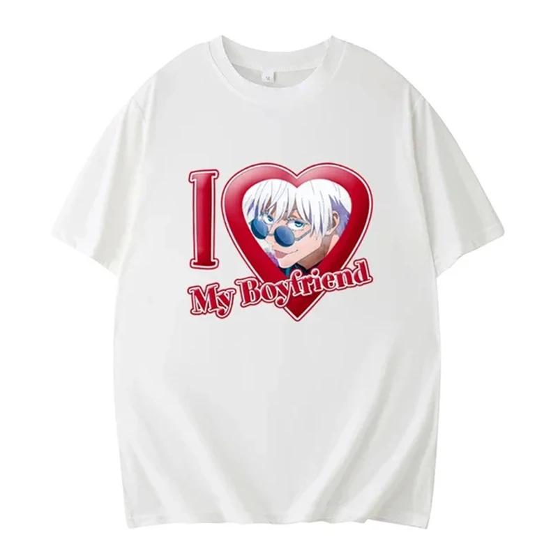 I Love My Boyfriend Print Funny T-shirt Girl Animal Y2K Fashion 90S Print Tops Tee Gril Black White Clothes,Drop Ship