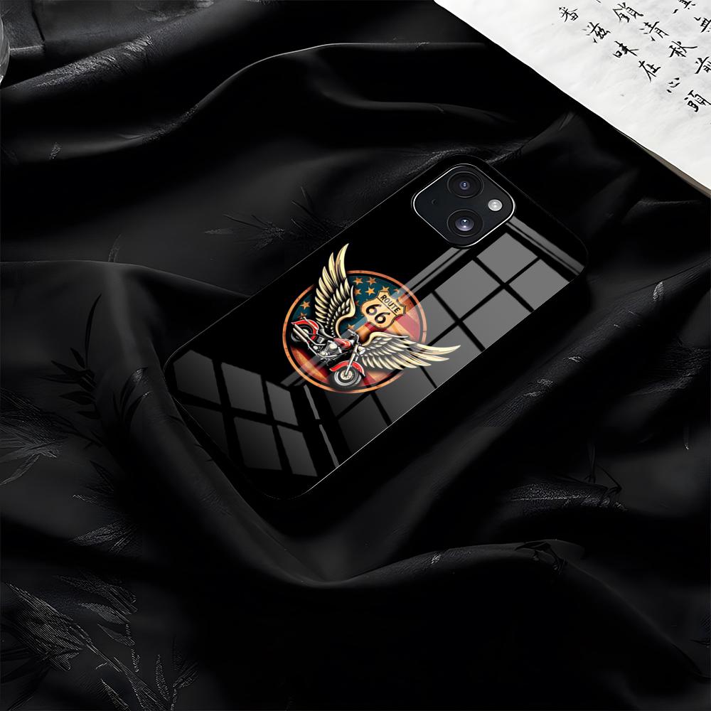 

Route 66 US Highway Phone Case For IPhone 17 Pro Max 16 15 14 Pro Max 13 11 Plus Glass Cover iPhone 15 Pro