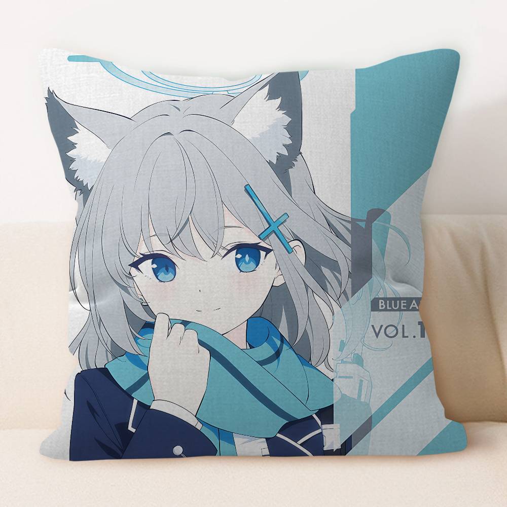 B-blue Archive Anime Kissenbezug 45x45cm Weich Gemütlich Baumwolle Outdoor Dekorative Kissenbezüge mit Reißverschluss für Couch
