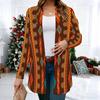 Women's Retro Kilim Motif 3D Print Long Sleeve Open Front Cardigan, Casual Loose Fit Lightweight Street Style Outerwear