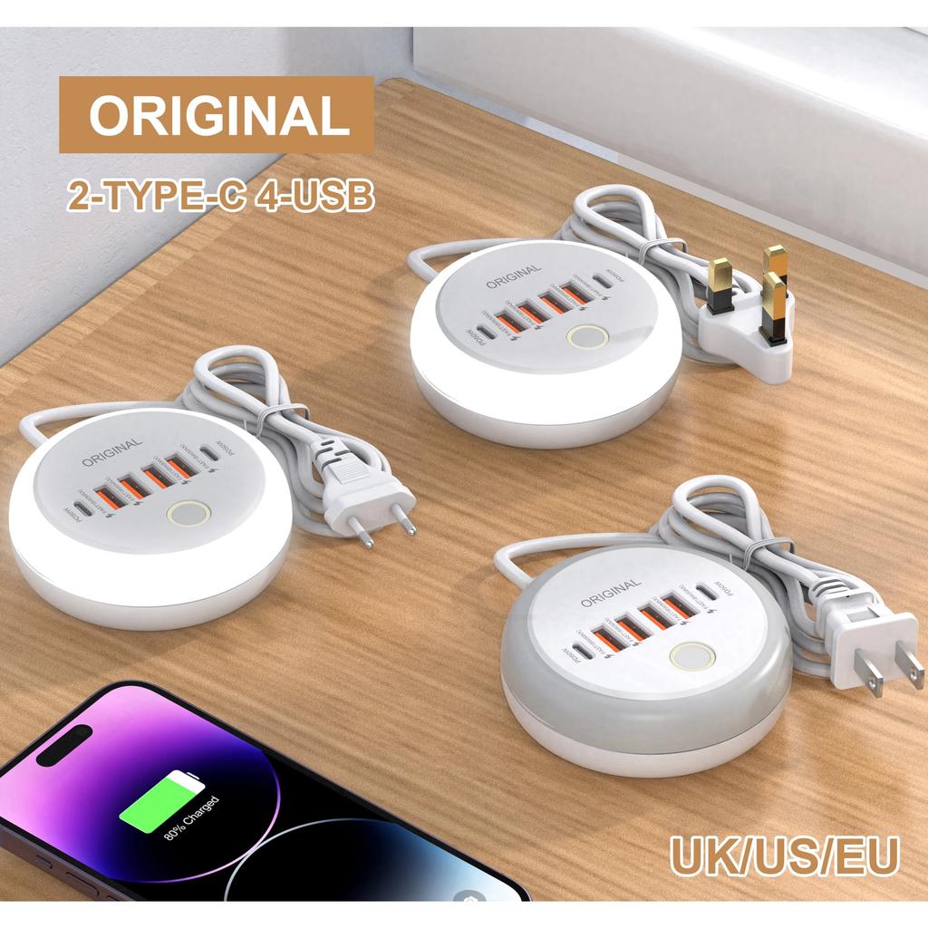 50W Fast Charger Power Strip MultiPort USB C Socket Type C Wall Charger USB HUB Phone Adapter For iPhone Xiaomi Charging Station