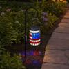 1/2Pcs Solar Garden Light, Outdoor Waterproof Solar-Powered Hanging Lantern with American Flag Design for Independence Day Holiday Decoration