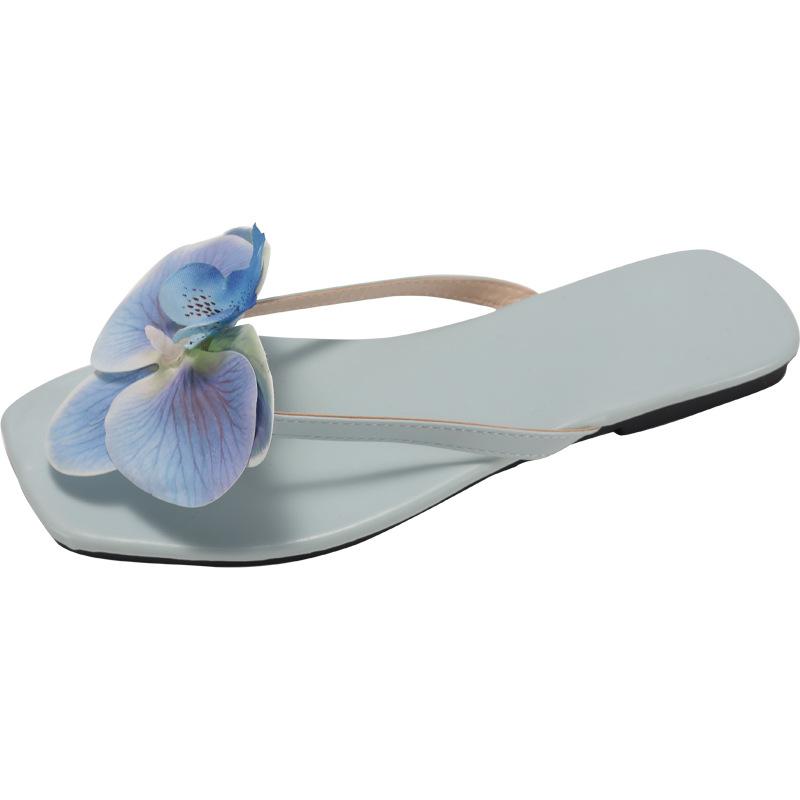 Temperament Flower Fairy Style Flat Flip-flop Shoes Women's Summer Wear 2025 New French Premium Soft Sole Sandals