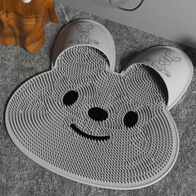 Bunny Shape Foot Scrubber Mat Soft Silicone Bristles Exfoliating Achy Feet Soothing Dead Skin Removal Non Slip Suction Cup Bathroom Feet Massager Mat