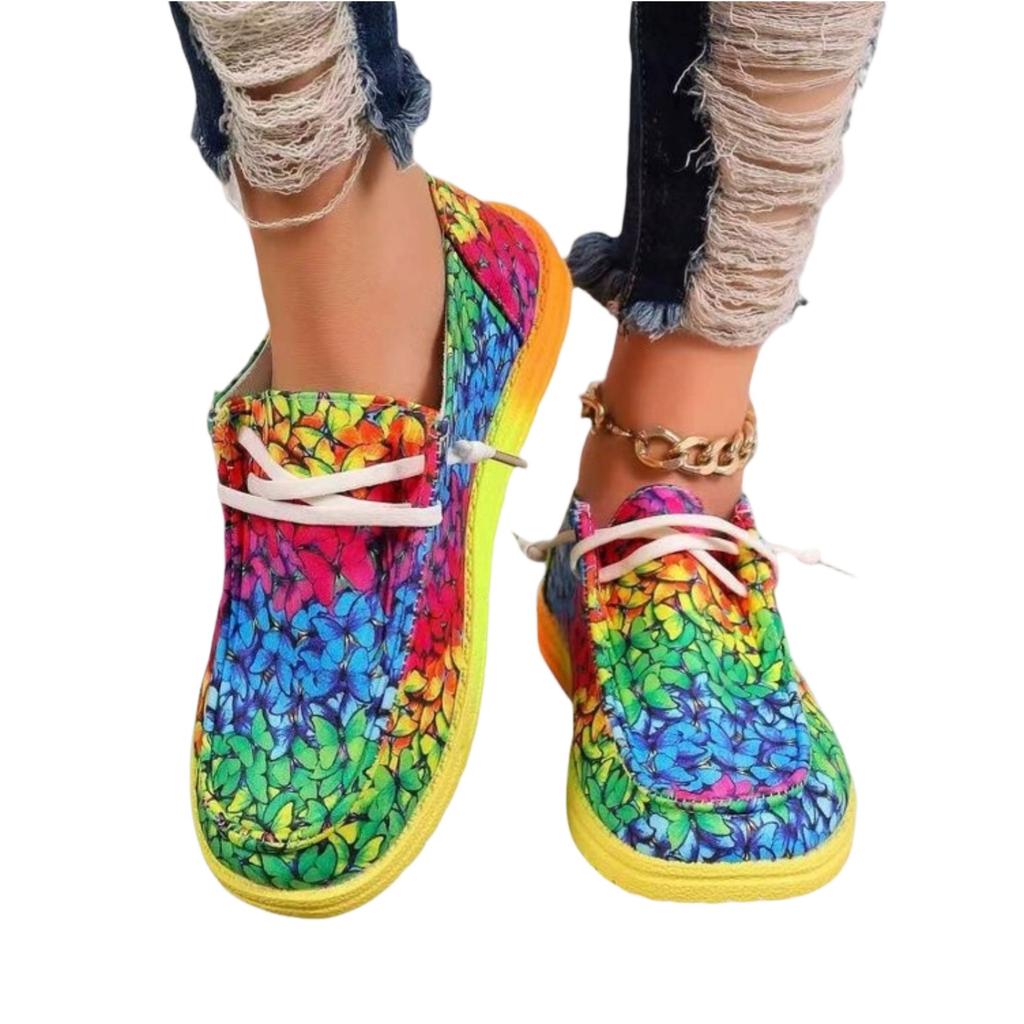 Women's Large Size Lace,up Colorful Low,top Shoes Women's Ethnic   Lazy Canvas Flat Shoes