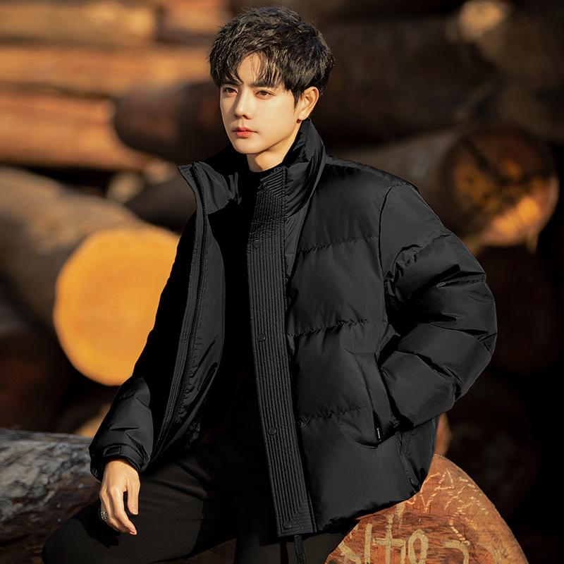 

New Winter Trendy Down Jacket Men s Casual Stand-up Collar Thickened Short Bread Jacket Men s Winter Jacket XXL чёрный