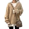 Casual Loose V-neck Knitted Sweaters Long Sleeve Women Jumpers for Ladies Autumn Winter Pullovers
