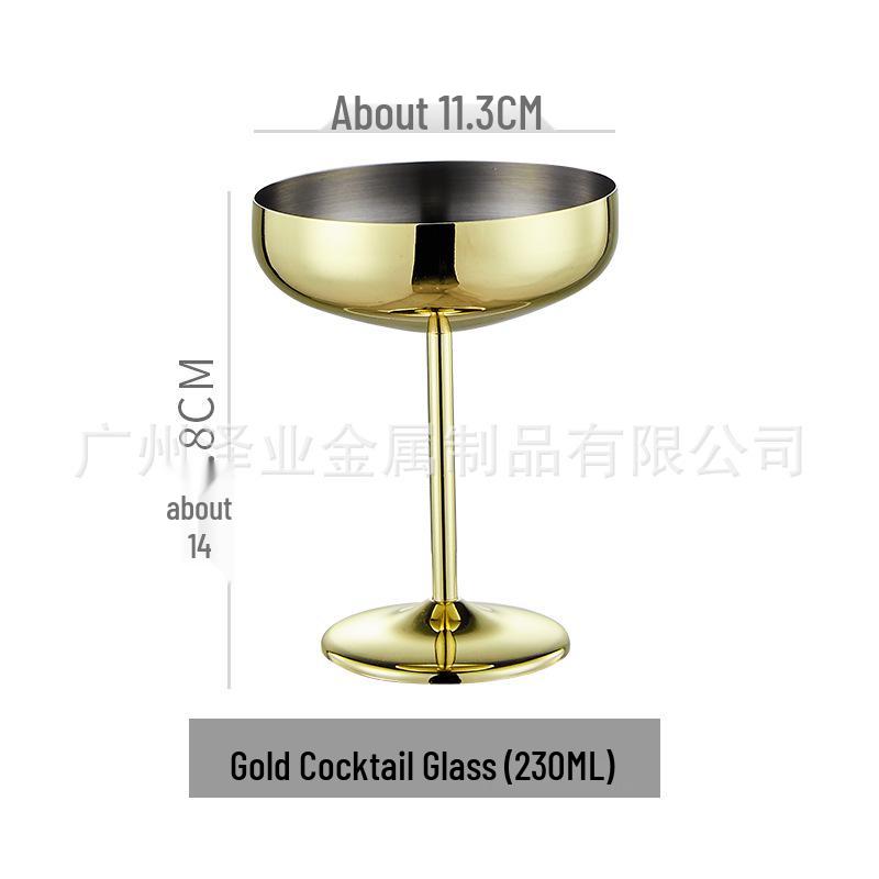 Creative High-Stemmed Stainless Steel Cocktail and Ice Cream Glass