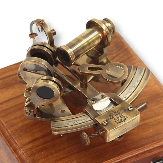 Sextant Engraved Nautical Sextant Brass Solid Working Handmade  Boat Navigation  Sextant with Wood Box