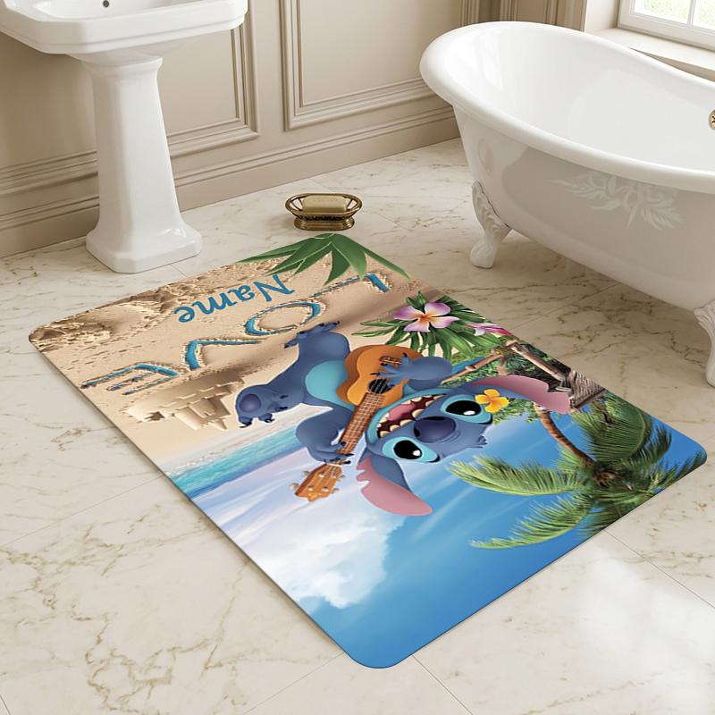 Custom Name Luna's Stitch Living Room Non-Slip Area Rug Soft Carpet for Bedroom Kids Playroom Sofa Office Home Decor Doormat