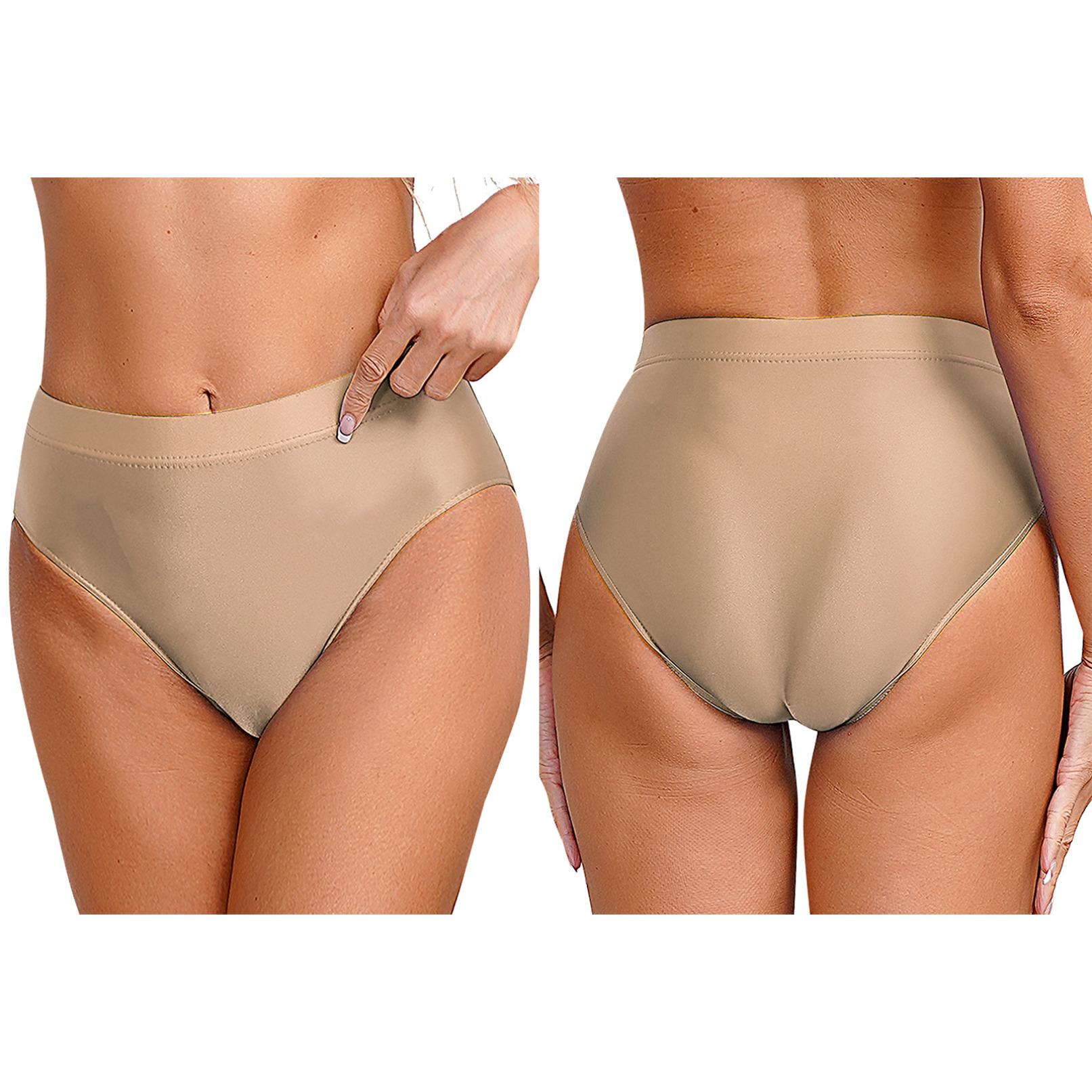 

Жіночі стрейч-труси Нижня білизна Блискучі стрінги Шовкові атласні труси Однотонні глянцеві трусики M кавовий