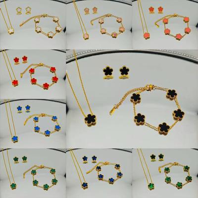 High-End Women's Stainless Steel Clover & Petal Bracelet Set