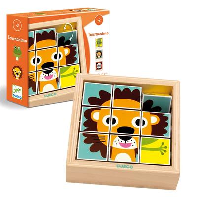 DJECO Terna Animo Picture Cube Educational Wooden 2 Years 3 Years Christmas Puzzle, Matching, Puzzle, Toy, Children, Toy, Animal, Montessori, Old,