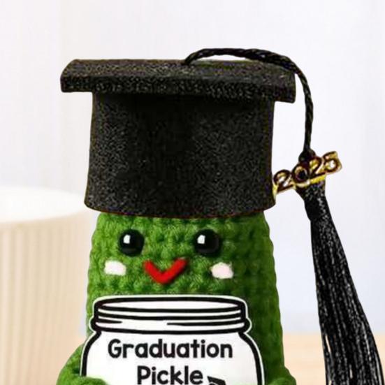 2025 Graduation Pickle Doll Handmade Crochet Grad Figure Congrats Class of High School College Graduation Gift
