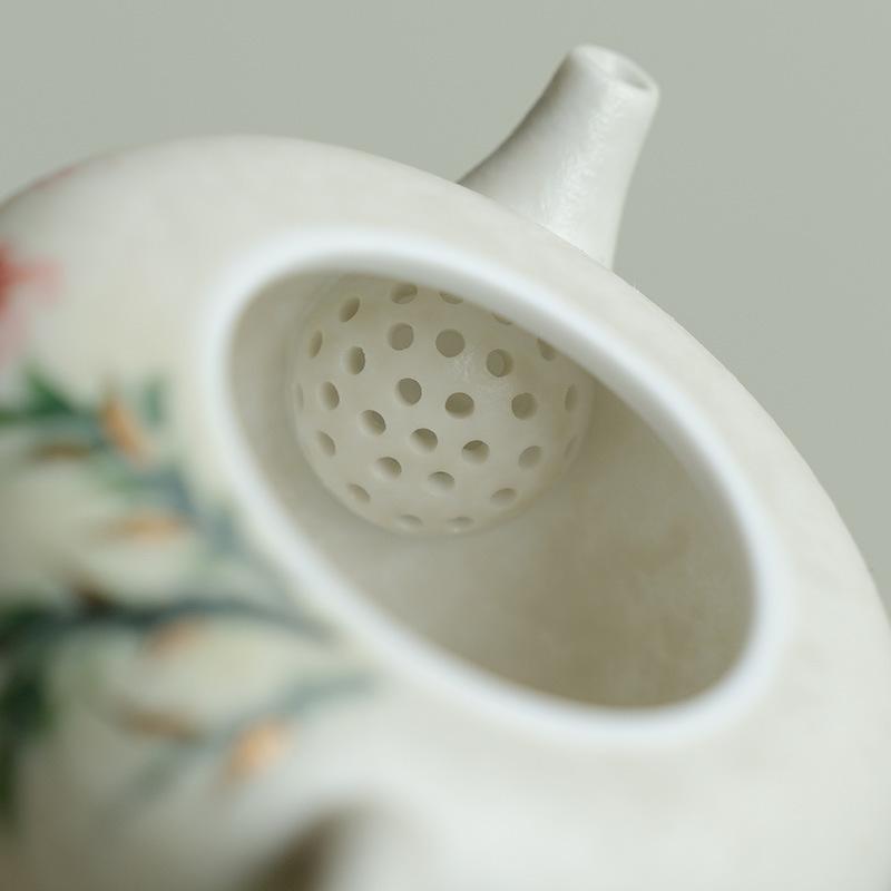 Chinese Handmade Flower Ceramic Teapot Household Ball Hole Filter Tea Pot Beauty Tea Infuser Kettle Travel Teaware Tea Set 120ml
