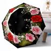 Rosen Garten Teller Automatischer Regenschirm Stabiler 8-Speichen-Schaft Langlebiger Kunststoff & Eisen Ganzjahres-Reise-Outdoor-Zubehör Geschenk für Festivals