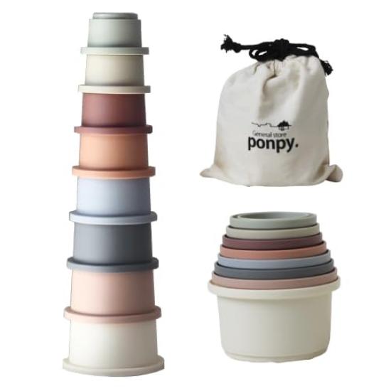 

Ponpy Stacking Cups, Educational Toy for Kids and Babies, Cup Stacking, Ages 1, 2, and 3, Baby Gift, Baby Shower Gift