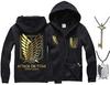 Attack on Titan Wings of Freedom Cosplay Costume Black and Gold Basement and Necklace (XL, Wings) - 3-Piece Set Hoodie, Key,