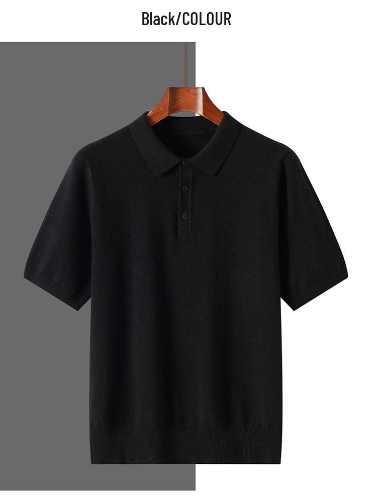 2025 Spring/Summer Andy Velvet Men's Knit Polo Minimalist Pullover Short Sleeve T-shirt