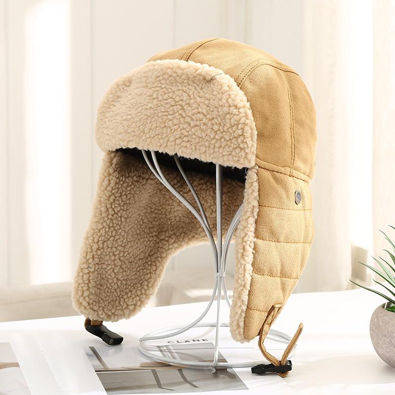 Winter Retro Korean Style Earflap Helmet, Warm Cotton Lei Feng Aviator Hat
