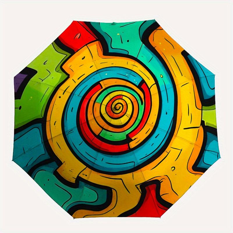 

1pc Psychedelic Spiral Automatic Open/close Folding Umbrella, Compact Portable Travel Umbrella,Cute Umbrella, Durable Construction yy250804049