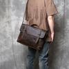Men's Retro Genuine Leather Crossbody Messenger Bag - Handmade Crazy Horse Cowhide Briefcase