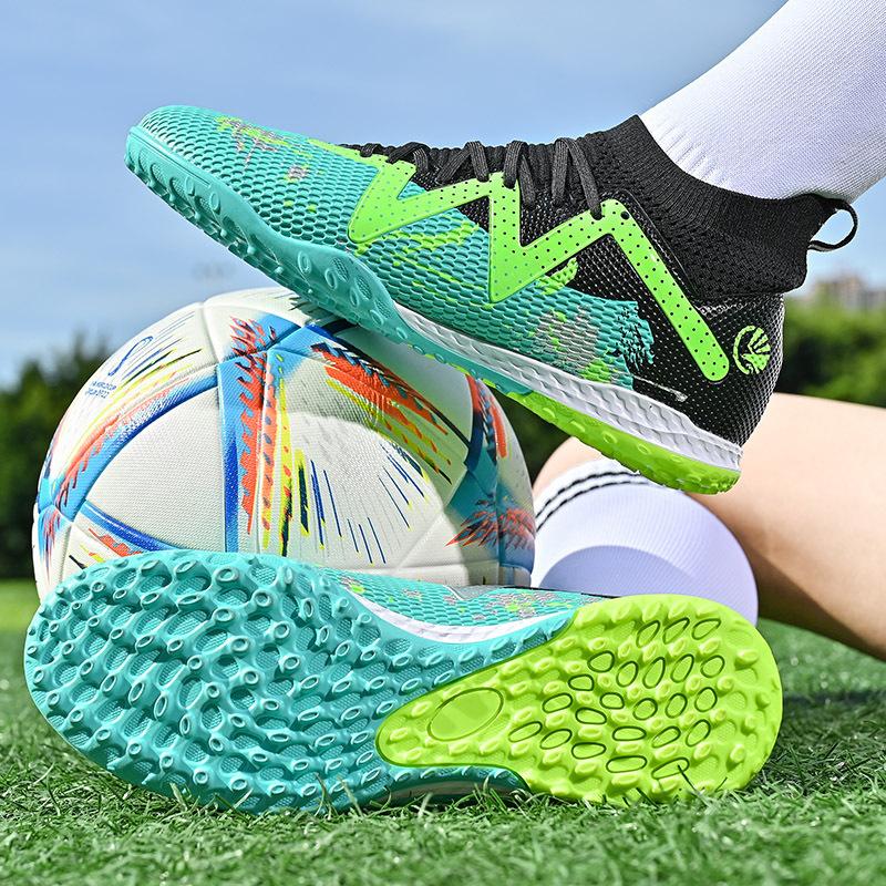 High-top football shoes, male broken DingTalk teen student human grass spike competition training shoes