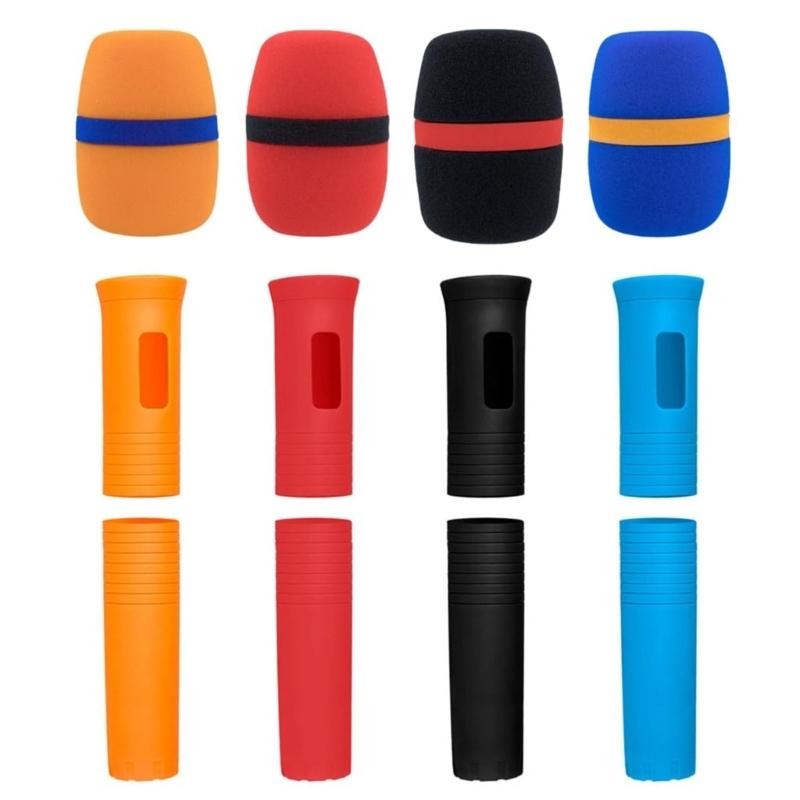 Cordless Handheld Microphone Protective Sleeve with Sponge Foam Microphone Windscreen Rubber Microphone Protective Sleeve Holder for Show KTV
