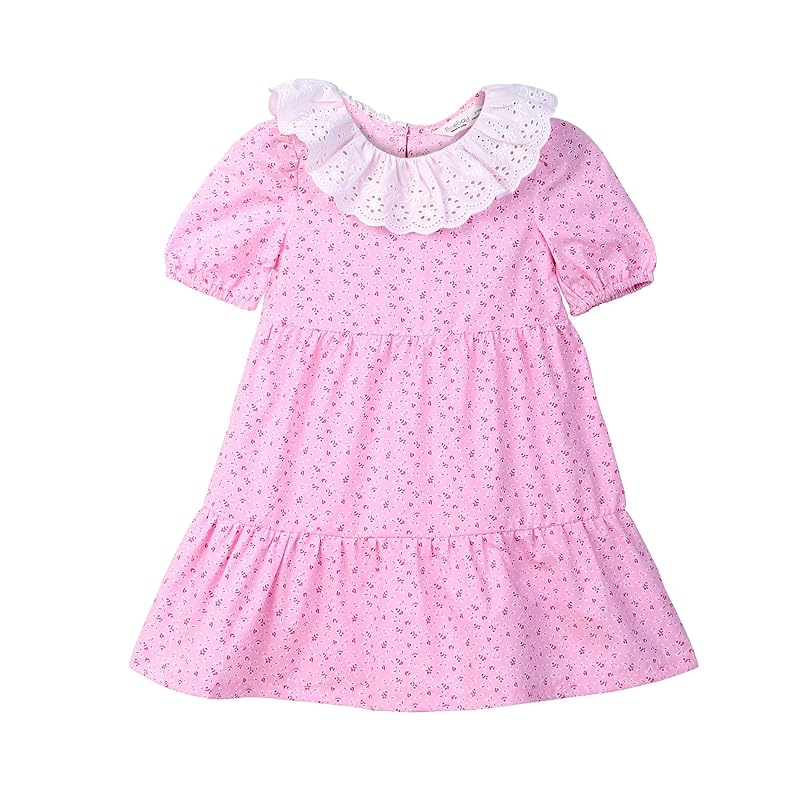 FRILL COLLAR PRINTED DRESS PINK 6-12 Months розовый