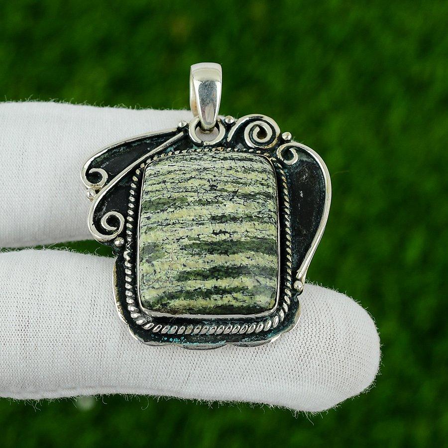 Anniversary Gift For Her Natural Green Swiss Opal Gemstone Pendant 925 Silver