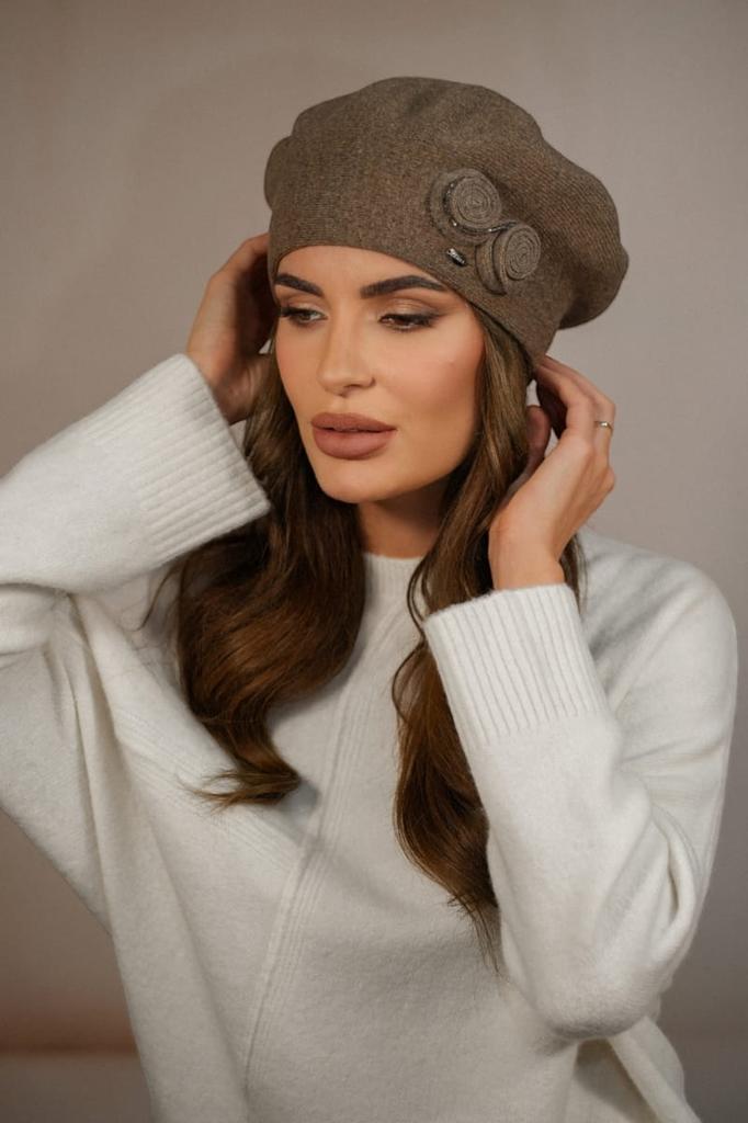 Women' Beret Light Brown Winter Wool Kamea-Bara