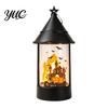 Battery Operated Candle Halloween Witch Hat Lantern, Vintage Spooky Castle Grim Reaper Pumpkin Scarecrow Tabletop Holiday Decor Table Lamp, Flickering