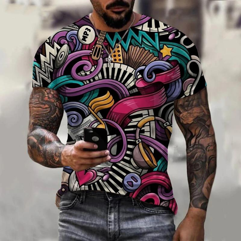 High-Definition 3D Print Unisex Casual T-Shirt, Comfortable Round Neck, Elastic Polyester Knit Fabric, Quick-Drying Summer Top for Outdoor Sports