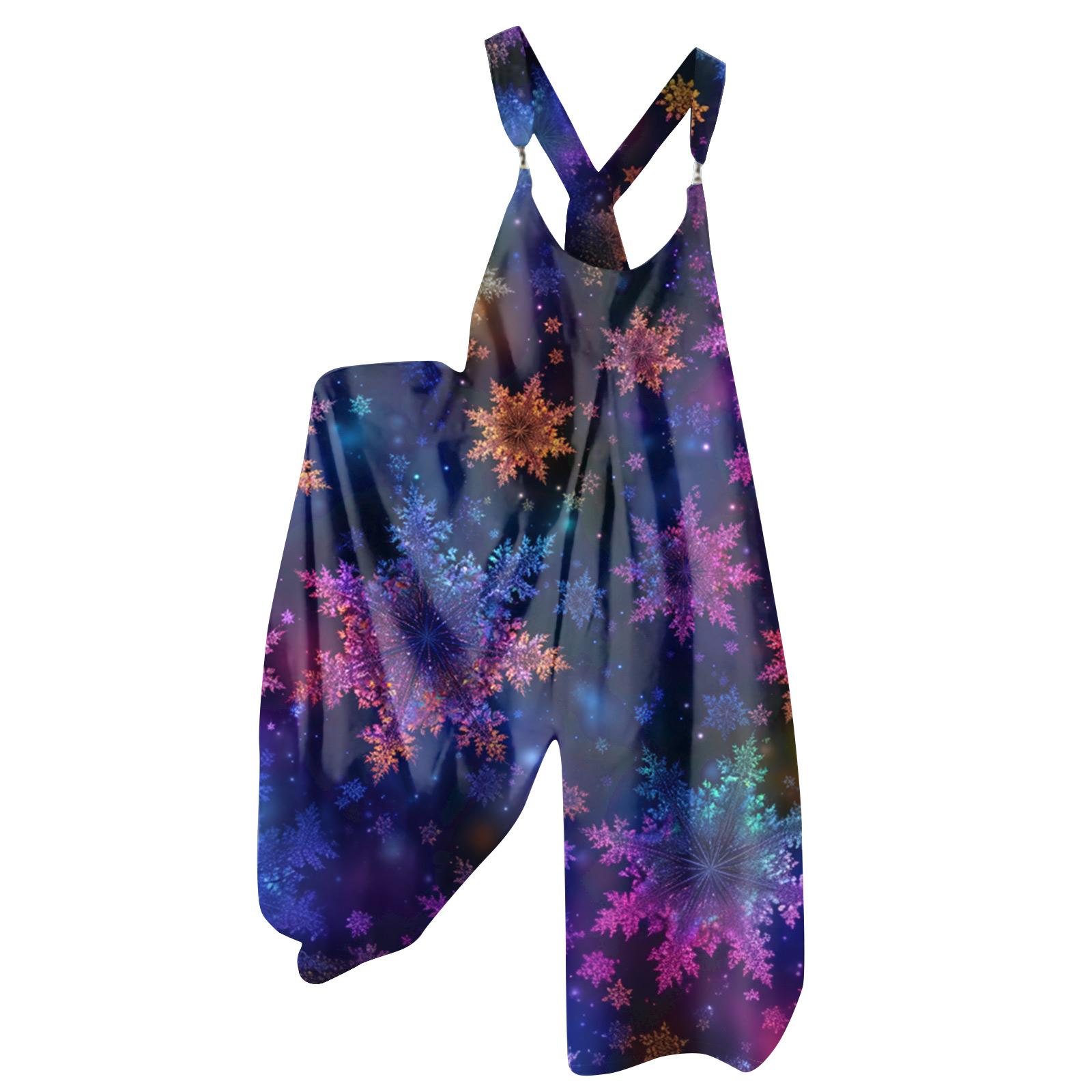 

Женский летний комбинезон с цветочным принтом в винтажном стиле (Нерегулируемые ремни) M