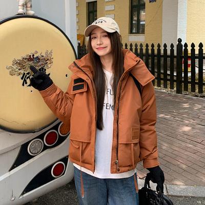 Zima Nowa Koreańska Wersja Krótka Pogrubiona Bawełniana Odzież Damska Moda Luźna Kurtka z Kapturem