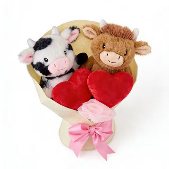 Valentine's Day Plush Toy Bouquet Cute Stuffed Animal with Flower Arrangement Gift for Girlfriend Wife Birthday Anniversary Festive Supplies