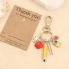 Creative Metal and Paper Keychain Ornament Lovely Teacher Thank You Present Heart Pattern for Appreciation Day