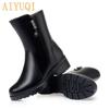 Womens Snow Boots Natural Wool Genuine Leather Warm Women Boots Winter Large Size Thick Heel Women Ankle Boots